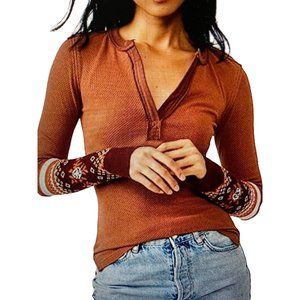 Free People Brown V-Neck Sweater